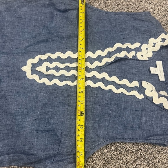 Charter Club 100% Linen Light Chambray Sleeveless Embroidered Tunic Top Size P/S - Picture 8 of 10